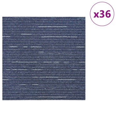 vidaXL Πλακάκι Χαλιού Ραβδωτό Μπλε 50 x 50 cm 36 τμχ.