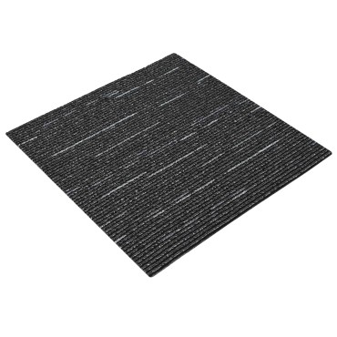 vidaXL Πλακάκι Χαλιού Ριγέ Μαύρο 50 x 50 cm 4 τμχ.