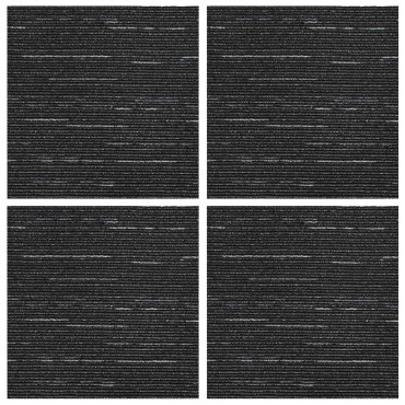 vidaXL Πλακάκι Χαλιού Ριγέ Μαύρο 50 x 50 cm 4 τμχ.