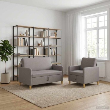 vidaXL Σαλονάκι Σετ Με Αποθηκευτικό Χώρο 2 τεμ. Taupe Πολυεστέρας 122x78x87cm  Διθέσιος