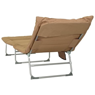 vidaXL Πτυσσόμενη ξαπλώστρα με μαξιλάρι Μπεζ 191x65x37cm