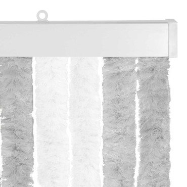 vidaXL Κουρτίνα εντόμων Chenille Ανοιχτό Γκρι και Λευκό 56 x 200 cm