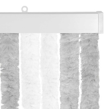 vidaXL Κουρτίνα εντόμων Chenille Ανοιχτό Γκρι και Λευκό 90 x 200 cm
