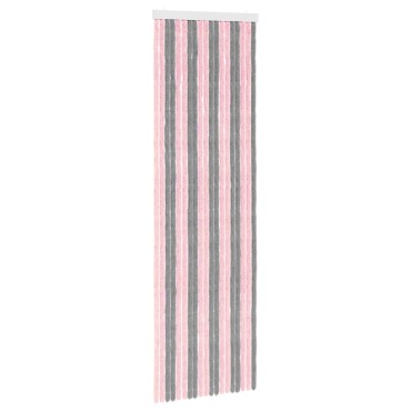 vidaXL Κουρτίνα εντόμων Chenille Ασημί Γκρι και Ροζ 56 x 185 cm