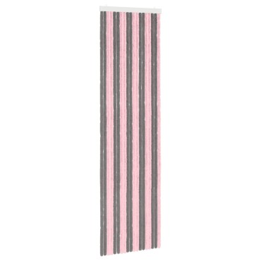 vidaXL Κουρτίνα εντόμων Chenille Ασημί Γκρι και Ροζ 56 x 200 cm