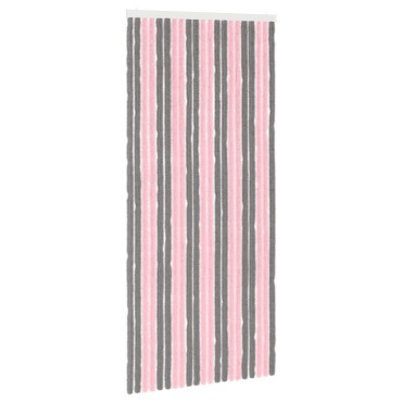 vidaXL Κουρτίνα εντόμων Chenille Ασημί Γκρι και Ροζ 90 x 200 cm