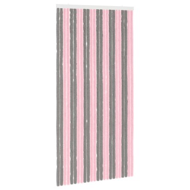 vidaXL Κουρτίνα εντόμων Chenille Ασημί Γκρι και Ροζ 100 x 200 cm