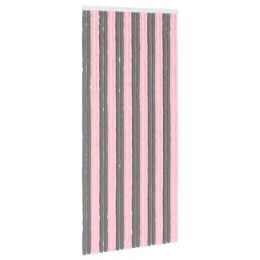 vidaXL Κουρτίνα εντόμων Chenille Ασημί Γκρι και Ροζ 100 x 220 cm