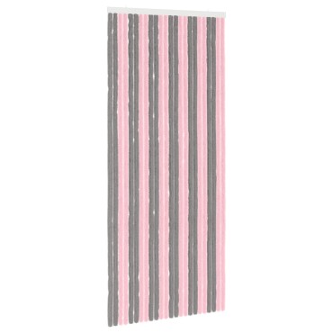 vidaXL Κουρτίνα εντόμων Chenille Ασημί Γκρι και Ροζ 100 x 230 cm