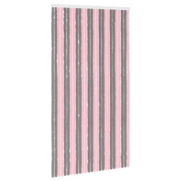 vidaXL Κουρτίνα εντόμων Chenille Ασημί Γκρι και Ροζ 118 x 220 cm