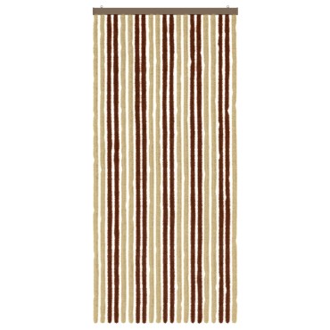 vidaXL Κουρτίνα εντόμων Chenille Καφέ και μπεζ 90 x 200 cm 100% PP