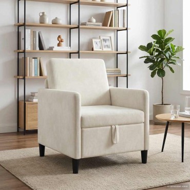 vidaXL Καναπές με Αποθήκευση Κρεμ 72x78x87cm Πολυεστέρας