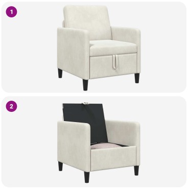 vidaXL Καναπές με Αποθήκευση Κρεμ 72x78x87cm Πολυεστέρας