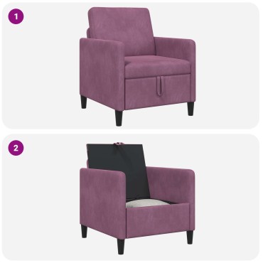 vidaXL Καναπές με Αποθήκευση Μοβ 72x78x87cm Πολυεστέρας