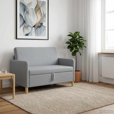 vidaXL Καναπές με Αποθήκευση Ανοιχτό γκρι 122x78x87cm Πολυεστέρας