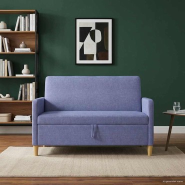 vidaXL Καναπές με Αποθήκευση Μπλε τζην 122x78x87cm Πολυεστέρας