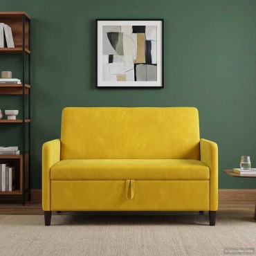 vidaXL Καναπές με Αποθήκευση Κίτρινο 122x78x87cm Πολυεστέρας