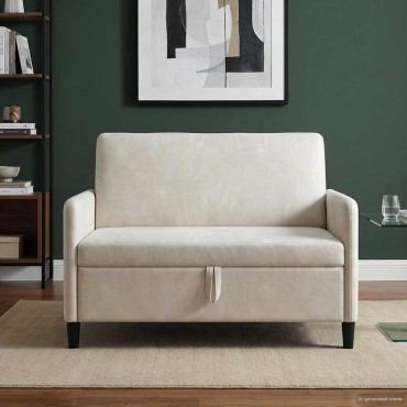vidaXL Καναπές με Αποθήκευση Κρεμ 122x78x87cm Πολυεστέρας