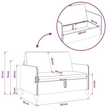 vidaXL Καναπές με Αποθήκευση Τιρκουάζ 122x78x87cm Πολυεστέρας
