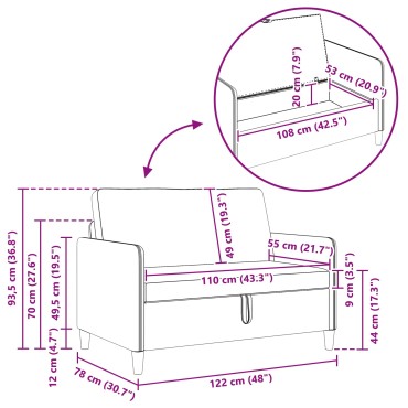 vidaXL Καναπές με Αποθήκευση Τιρκουάζ 122x78x87cm Πολυεστέρας
