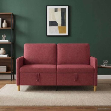 vidaXL Καναπές με Αποθήκευση Κόκκινο 152x78x87cm Πολυεστέρας