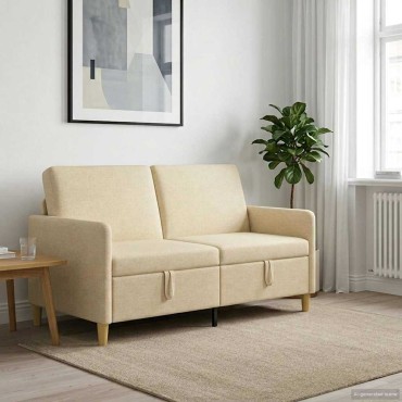 vidaXL Καναπές με Αποθήκευση Κρεμ 152x78x87cm Πολυεστέρας