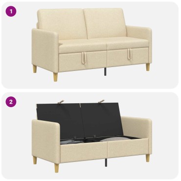 vidaXL Καναπές με Αποθήκευση Κρεμ 152x78x87cm Πολυεστέρας