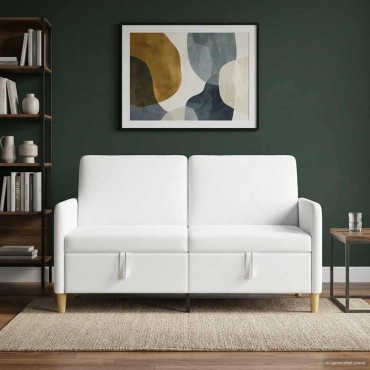 vidaXL Καναπές με Αποθήκευση Λευκό 152x78x87cm Πολυεστέρας