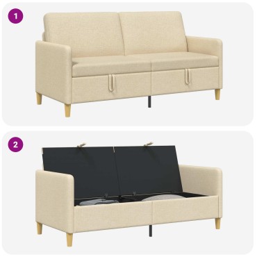 vidaXL Καναπές με Αποθήκευση Κρεμ 172x78x87cm Πολυεστέρας
