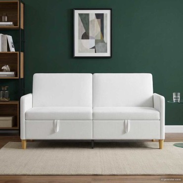 vidaXL Καναπές με Αποθήκευση Λευκό 172x78x87cm Πολυεστέρας