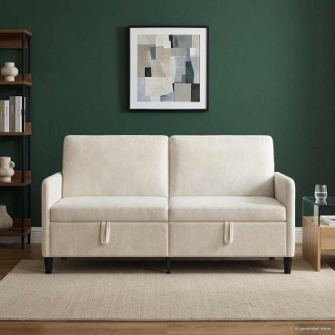 vidaXL Καναπές με Αποθήκευση Κρεμ 172x78x87cm Πολυεστέρας
