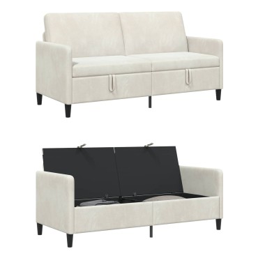 vidaXL Καναπές με Αποθήκευση Κρεμ 172x78x87cm Πολυεστέρας