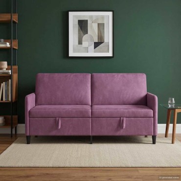 vidaXL Καναπές με Αποθήκευση Μοβ 172x78x87cm Πολυεστέρας