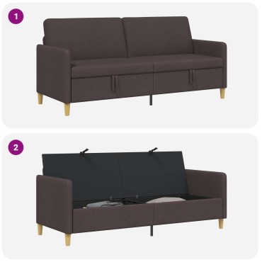 vidaXL Καναπές με Αποθήκευση Σκούρο Καφέ 192x78x87cm Πολυεστέρας