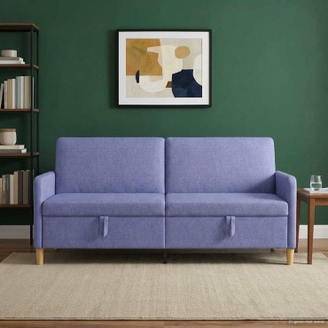 vidaXL Καναπές με Αποθήκευση Μπλε τζην 192x78x87cm Πολυεστέρας