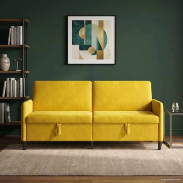 vidaXL Καναπές με Αποθήκευση Κίτρινο 192x78x87cm Πολυεστέρας