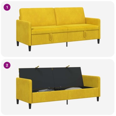 vidaXL Καναπές με Αποθήκευση Κίτρινο 192x78x87cm Πολυεστέρας