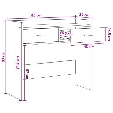vidaXL Τραπέζι κονσόλας Sonoma Δρυς 90x35x80cm Επεξεργασμένο Ξύλο