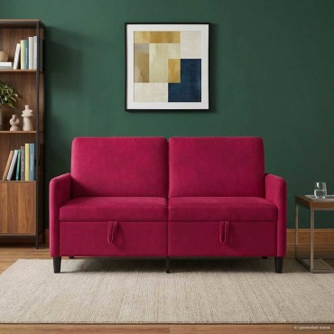 vidaXL Καναπές με Αποθήκευση Κόκκινο 152x78x87cm Πολυεστέρας