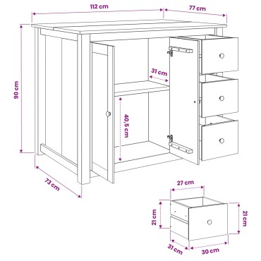 vidaXL Σετ Νησίδας Κουζίνας 2 τμχ. PANAMA Κερί Μέλι 112 x 77 x 90 εκ