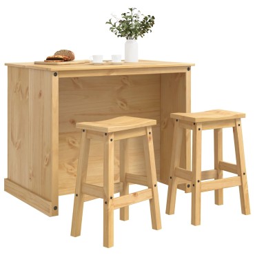 vidaXL Σετ Νησίδας Κουζίνας 3 τμχ. Κερί Μέλι 112 x 77 x 91,5 cm