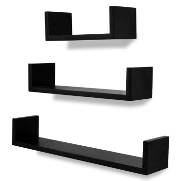vidaXL Ράφια Τοίχου 6 τεμ. Μαύρα 60x12x10cm