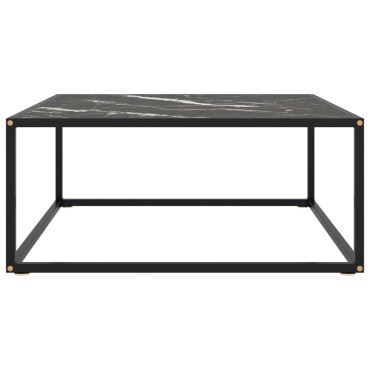 vidaXL Τραπεζάκι Σαλονιού Μαύρο 80x80x35cm Μαύρο Γυαλί Όψη Μαρμάρου 1 τεμ.