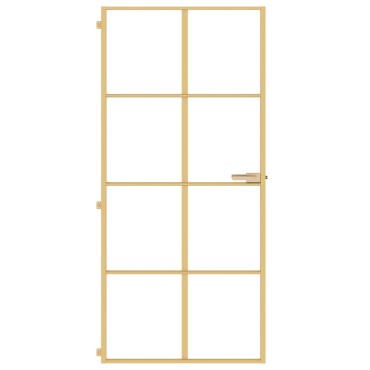 vidaXL Εσωτερική Πόρτα Χρυσή 93 x 201,5 εκ. Ψημένο Γυαλί & Αλουμίνιο