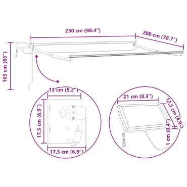 vidaXL Χειροκίνητη αναδιπλούμενη τέντα με LED 2,5 x 2 m