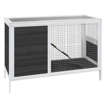 vidaXL Κλουβί Κουνελιών Γκρι 103 x 44 x 69,5 εκ. Μασίφ Ξύλο Πεύκου