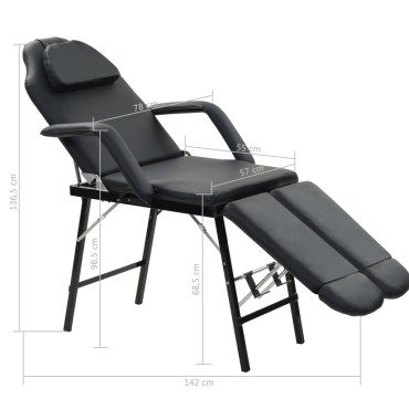 vidaXL Καρέκλα Αισθητικής Φορητή Μαύρη 185x78x76 εκ. Συνθετικό Δέρμα