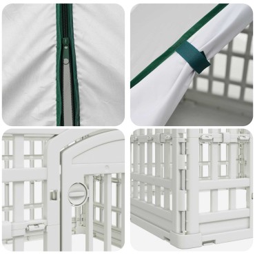 vidaXL 4 Πάνελ Τσουληθράκι με Σκεπή 88 x 88 x 112 εκ Πλαστικό Λευκό