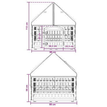 vidaXL 4 Πάνελ Τσουληθράκι με Σκεπή 88 x 88 x 112 εκ Πλαστικό Λευκό