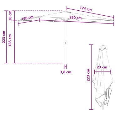 vidaXL Ομπρέλα Κήπου 200 x 300 cm Πολυεστέρας Ορθογώνιος Ανθρακί